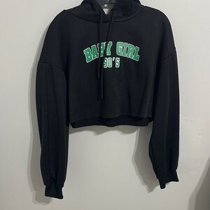 Black Cropped Hoodie Sweater